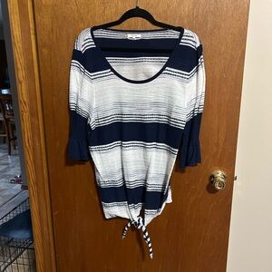 Maurices Blue and White Tie Front top